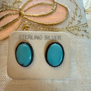 Vintage Navajo Sterling Silver oval stud Earrings